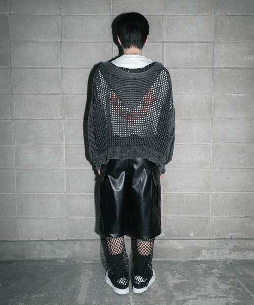 Figments(フィグメンツ)の「ブロックメッシュニットZIPパーカー(パーカー・レディース・ブラック・FREE)」の14枚目の写真