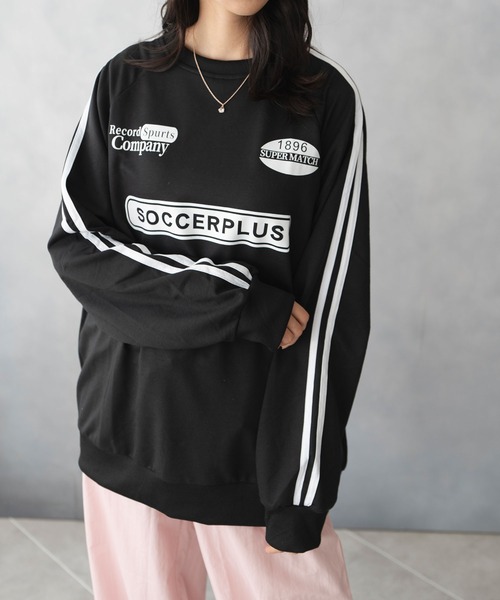 Asterellivi(アステレリビ)の「ゆるっとした シルエット ライン切り替え スエット トレーナー(スウェット・レディース・グレー/ブラック・FREE)」の1枚目の写真