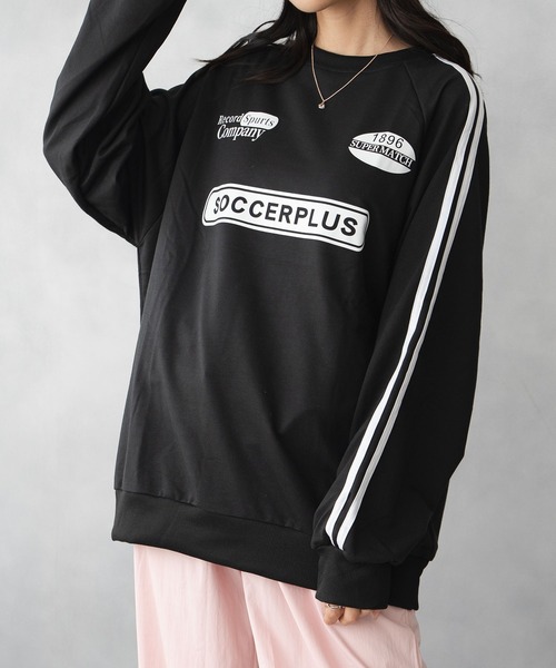 Asterellivi(アステレリビ)の「ゆるっとした シルエット ライン切り替え スエット トレーナー(スウェット・レディース・グレー/ブラック・FREE)」の6枚目の写真
