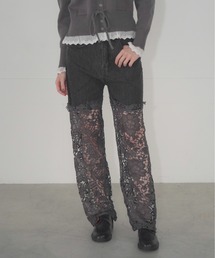 フローラルレースワイドデニム / Floral Lace Wide Denim