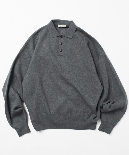 FREAK'S STORE（フリークスストア）の「限定展開 Relax Fit リラックスフィット スウェットライク ポロカラーニット（ニット/セーター・メンズ・ブラック/アッシュグレー/チャコールグレー/レッド/ブラウン/ネイビー・LARGE/MEDIUM）」の9枚目の写真