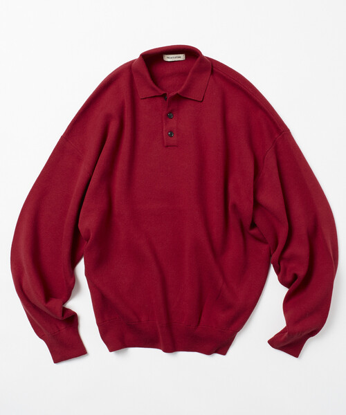 FREAK'S STORE（フリークスストア）の「限定展開 Relax Fit リラックスフィット スウェットライク ポロカラーニット（ニット/セーター・メンズ・ブラック/アッシュグレー/チャコールグレー/レッド/ブラウン/ネイビー・LARGE/MEDIUM）」の15枚目の写真