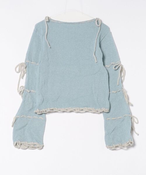 Uenui（ウニュイ）の「ribbon detail knit top（ニット/セーター・レディース・ライトブルー/ホワイト・FREE）」の3枚目の写真