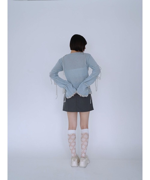 Uenui（ウニュイ）の「ribbon detail knit top（ニット/セーター・レディース・ライトブルー/ホワイト・FREE）」の5枚目の写真