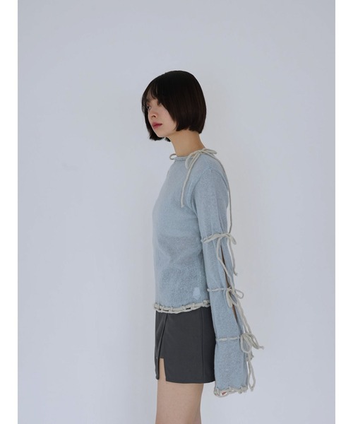 Uenui（ウニュイ）の「ribbon detail knit top（ニット/セーター・レディース・ライトブルー/ホワイト・FREE）」の14枚目の写真