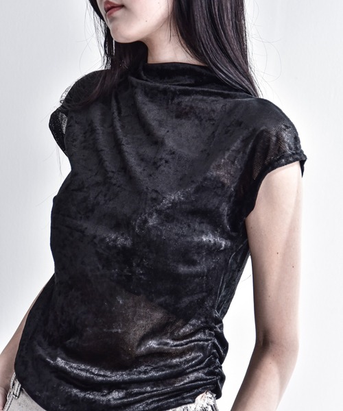 Y/lim(イリム)の「シアーベロアモックネックフレンチTシャツ(Tシャツ/カットソー・レディース・ベージュ/グレー/ブラウン/ブラック・M)」の21枚目の写真
