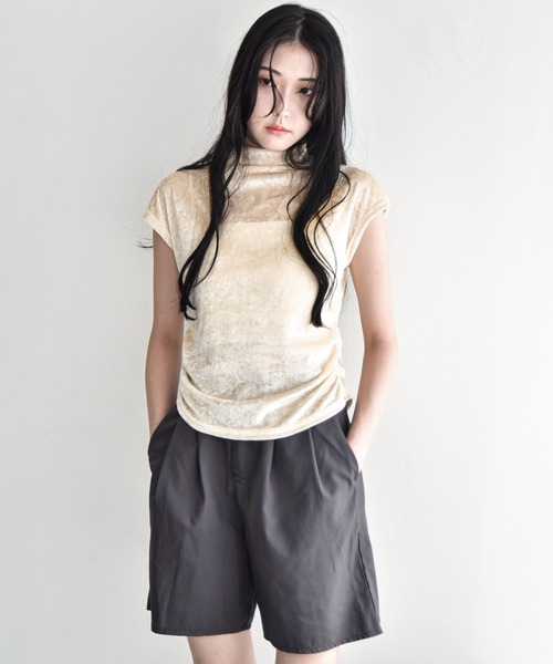 Y/lim(イリム)の「シアーベロアモックネックフレンチTシャツ(Tシャツ/カットソー・レディース・ベージュ/グレー/ブラウン/ブラック・M)」の10枚目の写真