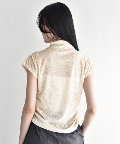Y/lim(イリム)の「シアーベロアモックネックフレンチTシャツ(Tシャツ/カットソー・レディース・ベージュ/グレー/ブラウン/ブラック・M)」の5枚目の写真