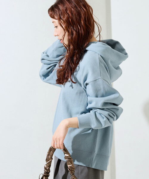 FREAK'S STORE（フリークスストア）の「限定展開　ヘビーウェイト ショート丈 パーカー（パーカー・レディース・ネイビー/ライトグレー/グレー/チャコールグレー/ブラック/ベージュ/ピンク/ナチュラル/ブルー/イエロー・ﾌﾘ-）」の17枚目の写真