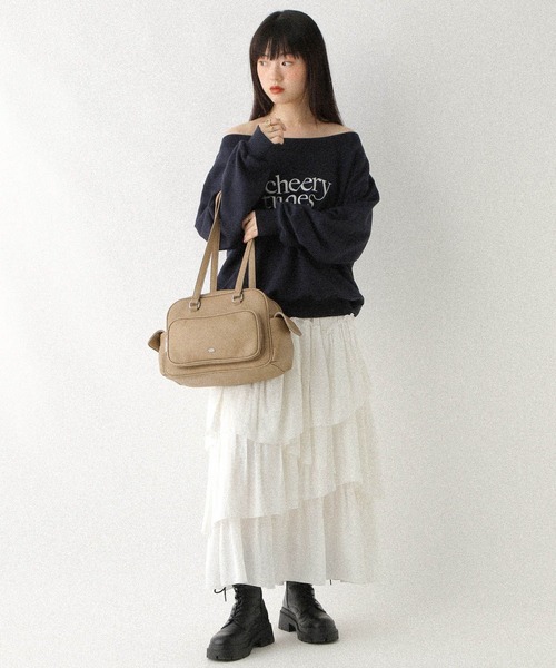 Heather（ヘザー）の「メニーポケットボストンBAG　594264（ボストンバッグ・レディース・ブラック/ベージュ/ブラウン・ONE SIZE）」の7枚目の写真