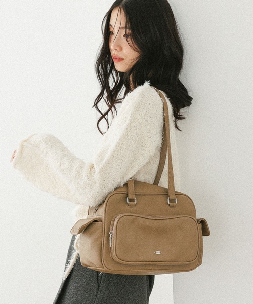 Heather（ヘザー）の「メニーポケットボストンBAG　594264（ボストンバッグ・レディース・ブラック/ベージュ/ブラウン・ONE SIZE）」の4枚目の写真