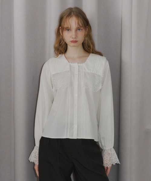 idem（イデム）の「vintage square lace collar blouse / 襟デザインレースブラウス（シャツ/ブラウス・レディース・オフホワイト・FREE）」の10枚目の写真