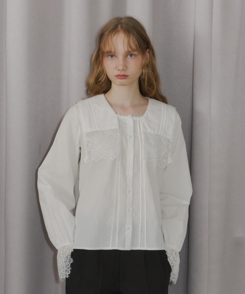 idem（イデム）の「vintage square lace collar blouse / 襟デザインレースブラウス（シャツ/ブラウス・レディース・オフホワイト・FREE）」の11枚目の写真