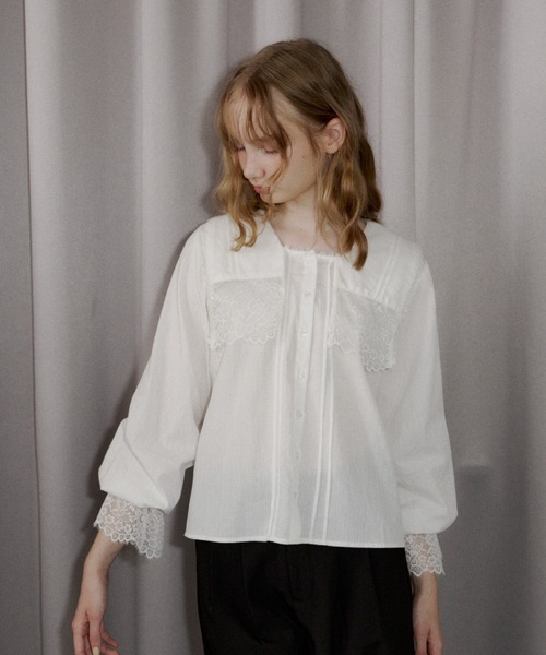 idem（イデム）の「vintage square lace collar blouse / 襟デザインレースブラウス（シャツ/ブラウス・レディース・オフホワイト・FREE）」の19枚目の写真