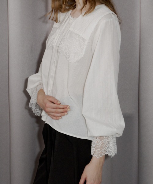 idem（イデム）の「vintage square lace collar blouse / 襟デザインレースブラウス（シャツ/ブラウス・レディース・オフホワイト・FREE）」の20枚目の写真