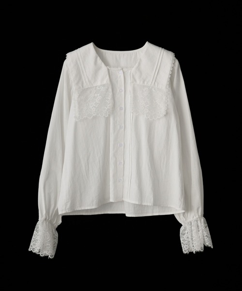 idem（イデム）の「vintage square lace collar blouse / 襟デザインレースブラウス（シャツ/ブラウス・レディース・オフホワイト・FREE）」の2枚目の写真