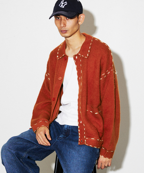 JOURNAL STANDARD(ジャーナルスタンダード)の「ハンド ステッチ ブラッシュド カーディガン(ニット/セーター・メンズ・ブラック/グレー/サックスブルー/オレンジ/ベージュ系その他・MEDIUM/LARGE)」の5枚目の写真