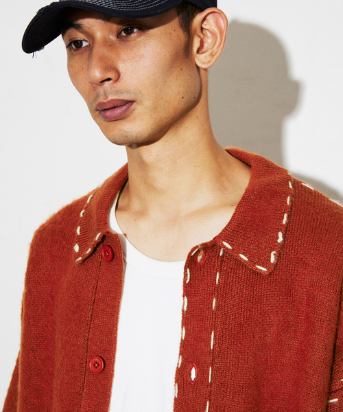 JOURNAL STANDARD(ジャーナルスタンダード)の「ハンド ステッチ ブラッシュド カーディガン(ニット/セーター・メンズ・ブラック/グレー/サックスブルー/オレンジ/ベージュ系その他・MEDIUM/LARGE)」の6枚目の写真