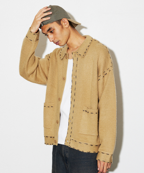 JOURNAL STANDARD(ジャーナルスタンダード)の「ハンド ステッチ ブラッシュド カーディガン(ニット/セーター・メンズ・ブラック/グレー/サックスブルー/オレンジ/ベージュ系その他・MEDIUM/LARGE)」の18枚目の写真