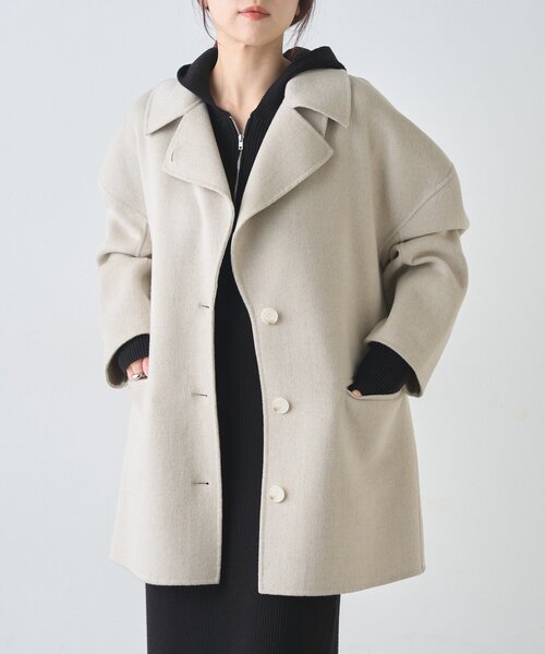 SHENERY（シーナリー）の「ビッグカラーリバーミディコート（その他アウター・レディース・ブラウン/オフホワイト/モカ/ブラック・FREE）」の2枚目の写真