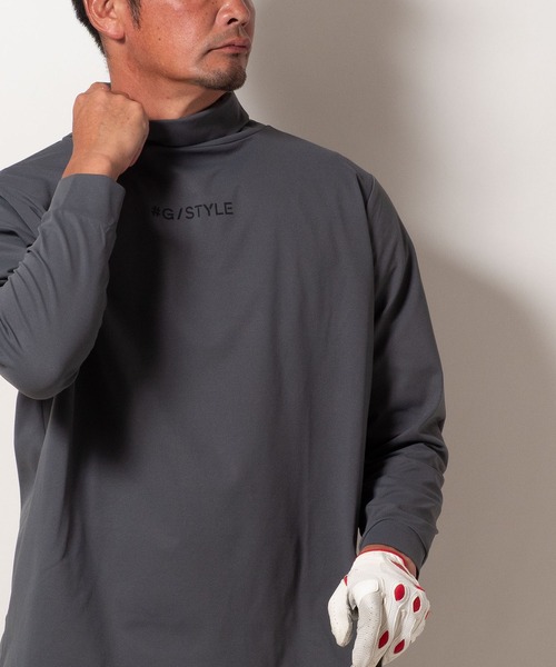 BAYBLO(ベイブロ)の「(SA) 複合繊維 ハイネック ロゴ 長袖 Tシャツ(Tシャツ/カットソー・メンズ・ネイビー/ブラック/ホワイト/チャコールグレー・L/M/LL)」の4枚目の写真