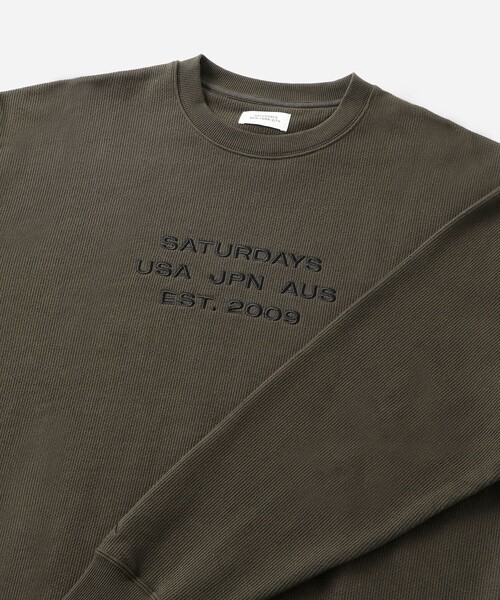 Saturdays NYC(サタデーズ ニューヨークシティ )の「Bowery Dobby Weave International Sweatshirt(スウェット・メンズ・ブラック/オリーブ・S/M/L/XL/XXL)」の17枚目の写真