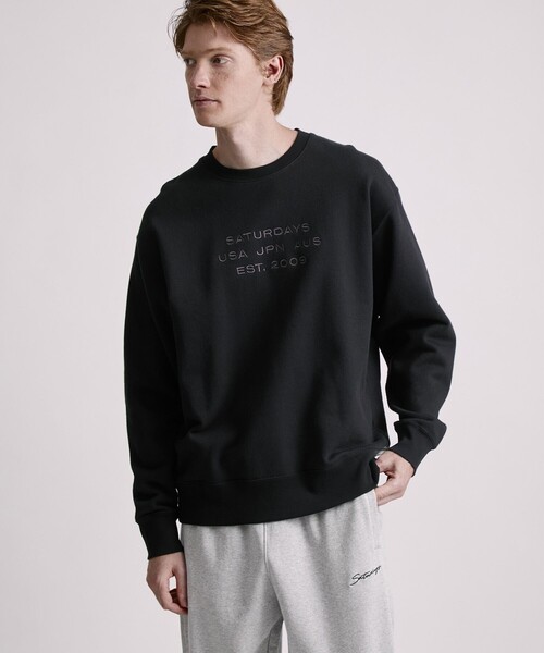 Saturdays NYC(サタデーズ ニューヨークシティ )の「Bowery Dobby Weave International Sweatshirt(スウェット・メンズ・ブラック/オリーブ・S/M/L/XL/XXL)」の3枚目の写真