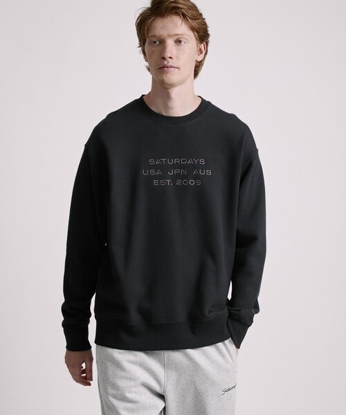 Saturdays NYC(サタデーズ ニューヨークシティ )の「Bowery Dobby Weave International Sweatshirt(スウェット・メンズ・ブラック/オリーブ・S/M/L/XL/XXL)」の4枚目の写真