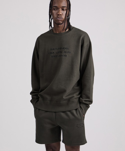 Saturdays NYC(サタデーズ ニューヨークシティ )の「Bowery Dobby Weave International Sweatshirt(スウェット・メンズ・ブラック/オリーブ・S/M/L/XL/XXL)」の6枚目の写真