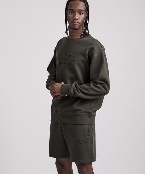 Saturdays NYC(サタデーズ ニューヨークシティ )の「Bowery Dobby Weave International Sweatshirt(スウェット・メンズ・ブラック/オリーブ・S/M/L/XL/XXL)」の5枚目の写真
