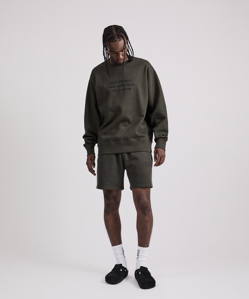 Saturdays NYC(サタデーズ ニューヨークシティ )の「Bowery Dobby Weave International Sweatshirt(スウェット・メンズ・ブラック/オリーブ・S/M/L/XL/XXL)」の11枚目の写真