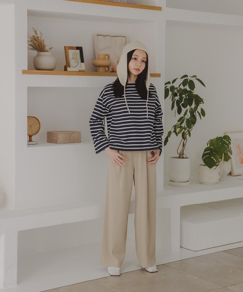 Petitjo（プッチージョ）の「小さいサイズ　バスクボーダーTシャツ　低身長さん・小柄女性（Tシャツ/カットソー・レディース・ホワイト×ブラック/ネイビー×ホワイト・M-L/XS-S）」の9枚目の写真