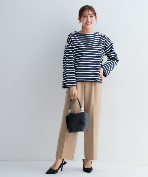 Petitjo（プッチージョ）の「小さいサイズ　バスクボーダーTシャツ　低身長さん・小柄女性（Tシャツ/カットソー・レディース・ホワイト×ブラック/ネイビー×ホワイト・M-L/XS-S）」の18枚目の写真