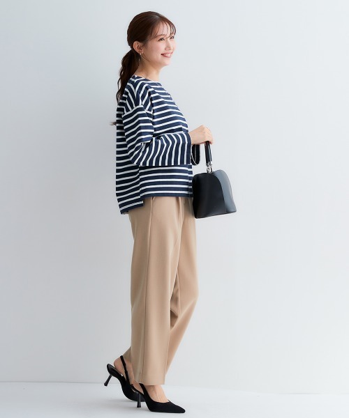 Petitjo（プッチージョ）の「小さいサイズ　バスクボーダーTシャツ　低身長さん・小柄女性（Tシャツ/カットソー・レディース・ホワイト×ブラック/ネイビー×ホワイト・M-L/XS-S）」の19枚目の写真