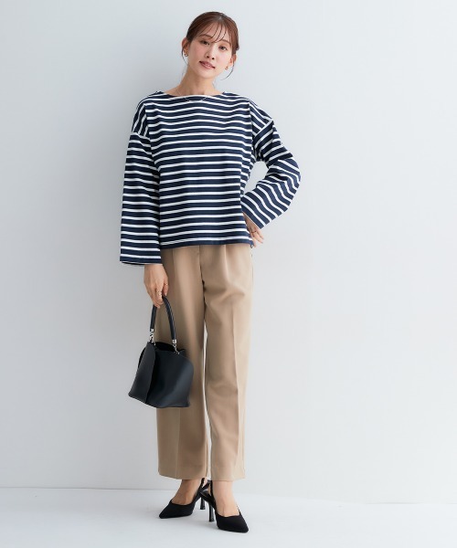 Petitjo（プッチージョ）の「小さいサイズ　バスクボーダーTシャツ　低身長さん・小柄女性（Tシャツ/カットソー・レディース・ホワイト×ブラック/ネイビー×ホワイト・M-L/XS-S）」の20枚目の写真