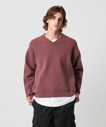 MONKEY TIME | プレーティング クロップド Vネック ニット(ニット/セーター)