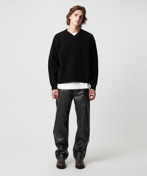 MONKEY TIME（モンキータイム）の「プレーティング クロップド Vネック ニット（ニット/セーター・メンズ・ワインレッド/ブラック・XL/L/M/S）」の8枚目の写真