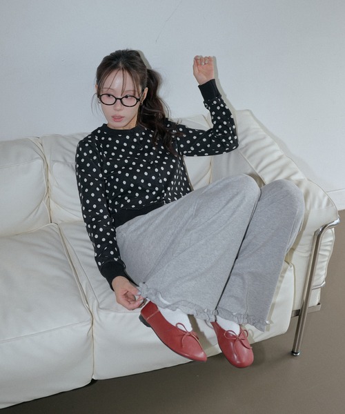 UNE MANSION(ユヌマンション)の「ウエストゴムラブリーフリルスウェットパンツ(スウェットパンツ・レディース・ライトグレー/グレー/ブラック・FREE)」の9枚目の写真