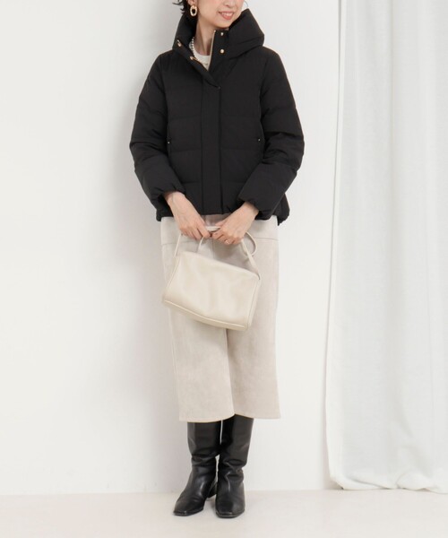 MICO COULIER（ミコクリエ）の「《撥水》ストレッチライトタフタショートコート（ダウンジャケット/コート・レディース・キナリ/ブラック/チャコールグレー/グレイッシュベージュ・38）」の6枚目の写真