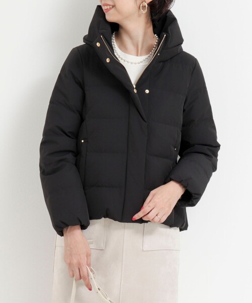 MICO COULIER（ミコクリエ）の「《撥水》ストレッチライトタフタショートコート（ダウンジャケット/コート・レディース・キナリ/ブラック/チャコールグレー/グレイッシュベージュ・38）」の7枚目の写真