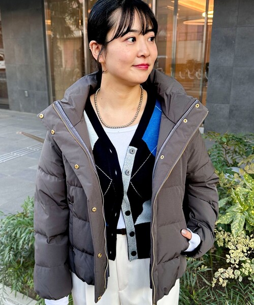 MICO COULIER（ミコクリエ）の「《撥水》ストレッチライトタフタショートコート（ダウンジャケット/コート・レディース・キナリ/ブラック/チャコールグレー/グレイッシュベージュ・38）」の12枚目の写真