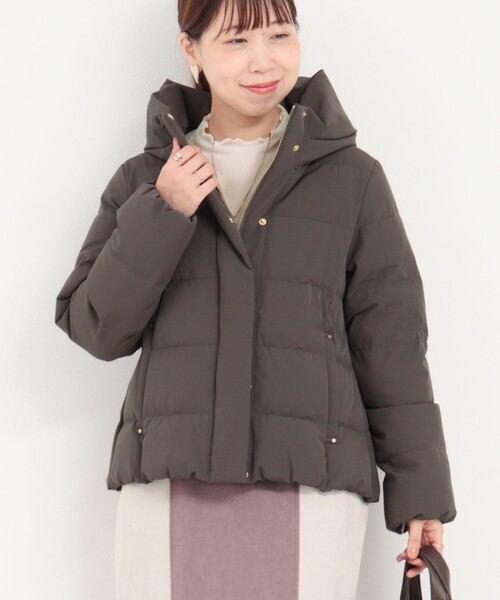 MICO COULIER（ミコクリエ）の「《撥水》ストレッチライトタフタショートコート（ダウンジャケット/コート・レディース・キナリ/ブラック/チャコールグレー/グレイッシュベージュ・38）」の17枚目の写真