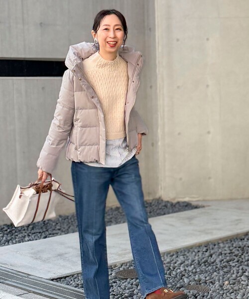 MICO COULIER（ミコクリエ）の「《撥水》ストレッチライトタフタショートコート（ダウンジャケット/コート・レディース・キナリ/ブラック/チャコールグレー/グレイッシュベージュ・38）」の19枚目の写真