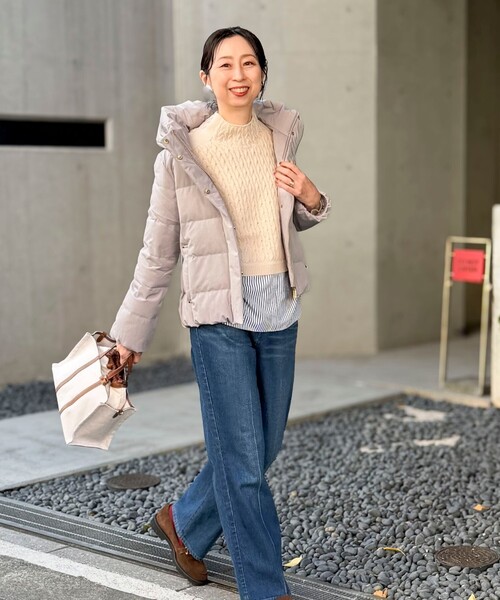 MICO COULIER（ミコクリエ）の「《撥水》ストレッチライトタフタショートコート（ダウンジャケット/コート・レディース・キナリ/ブラック/チャコールグレー/グレイッシュベージュ・38）」の20枚目の写真