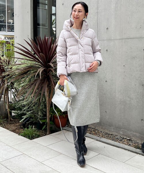 MICO COULIER（ミコクリエ）の「《撥水》ストレッチライトタフタショートコート（ダウンジャケット/コート・レディース・キナリ/ブラック/チャコールグレー/グレイッシュベージュ・38）」の21枚目の写真