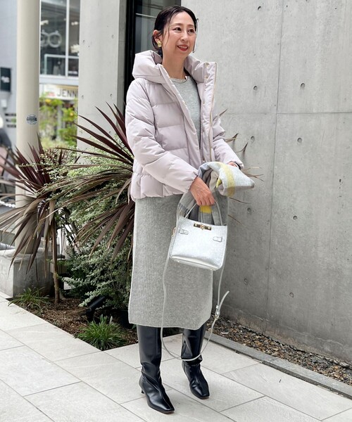 MICO COULIER（ミコクリエ）の「《撥水》ストレッチライトタフタショートコート（ダウンジャケット/コート・レディース・キナリ/ブラック/チャコールグレー/グレイッシュベージュ・38）」の22枚目の写真