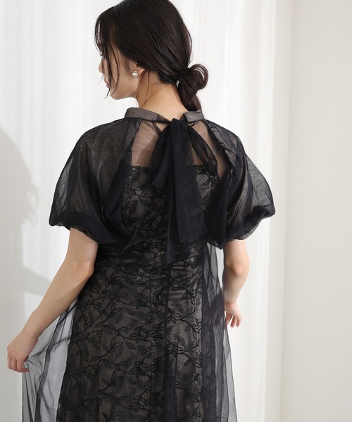 PourVous(プールヴー)の「結婚式 二次会 パーティー ドレス エシリアルブルームレイヤード Aライン シアーロング丈&袖あり セレモニー フォーマル オケージョンドレス 同窓会 成人式 お呼ばれ 謝恩会 20代 30代(ドレス・レディース・チャコール/ブラック/グレー・S/M)」の6枚目の写真