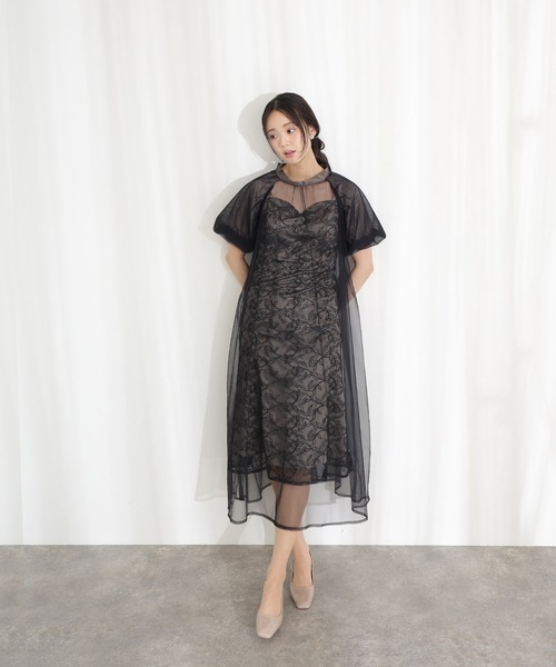PourVous(プールヴー)の「結婚式 二次会 パーティー ドレス エシリアルブルームレイヤード Aライン シアーロング丈&袖あり セレモニー フォーマル オケージョンドレス 同窓会 成人式 お呼ばれ 謝恩会 20代 30代(ドレス・レディース・チャコール/ブラック/グレー・S/M)」の7枚目の写真