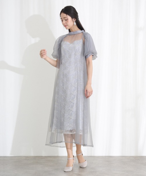 PourVous(プールヴー)の「結婚式 二次会 パーティー ドレス エシリアルブルームレイヤード Aライン シアーロング丈&袖あり セレモニー フォーマル オケージョンドレス 同窓会 成人式 お呼ばれ 謝恩会 20代 30代(ドレス・レディース・チャコール/ブラック/グレー・S/M)」の8枚目の写真