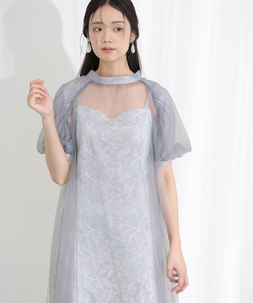 PourVous(プールヴー)の「結婚式 二次会 パーティー ドレス エシリアルブルームレイヤード Aライン シアーロング丈&袖あり セレモニー フォーマル オケージョンドレス 同窓会 成人式 お呼ばれ 謝恩会 20代 30代(ドレス・レディース・チャコール/ブラック/グレー・S/M)」の9枚目の写真